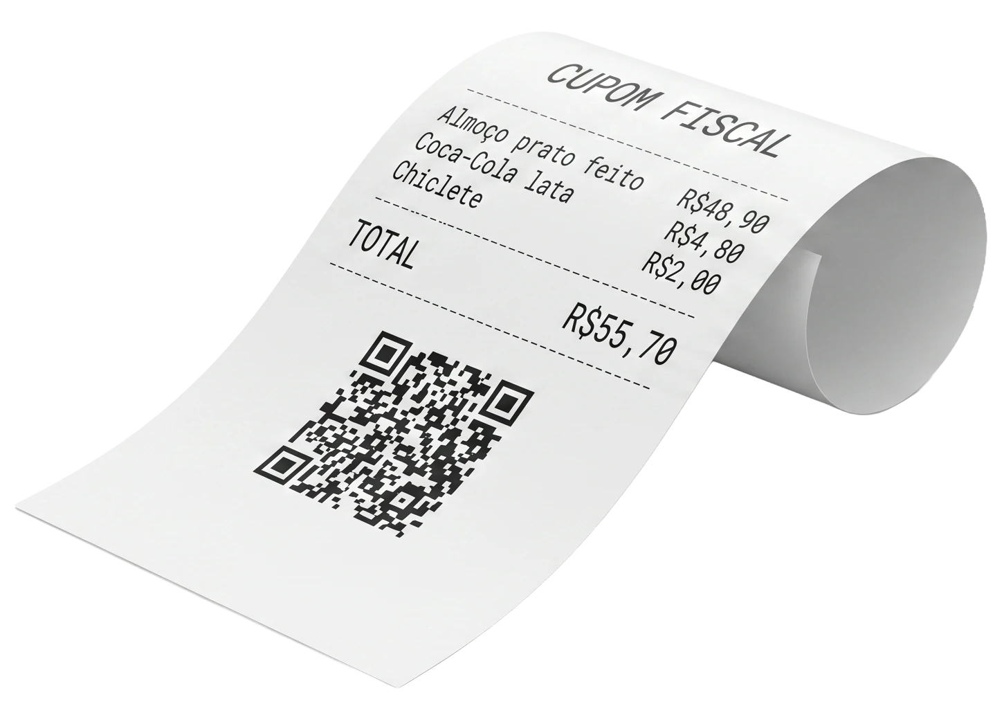 Cupom fiscal térmico com QR Code