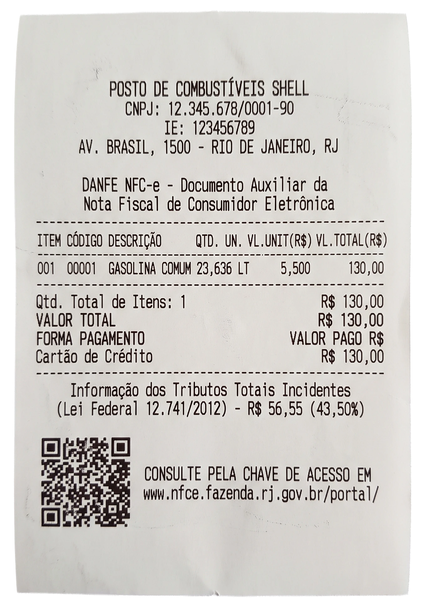 Posto de Combustíveis Shell Recibo